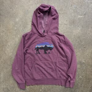Patagonia Graphic Hoodie Youth Girl’s XL Purple Bison Outdoor Lightweight